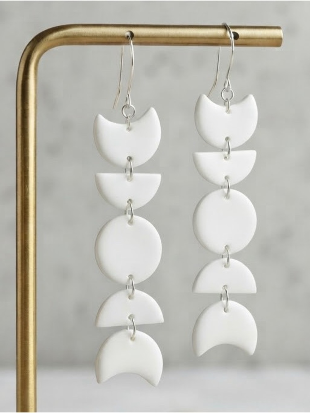 Crescent Moon Dangle Earrings - Lunar Cycle Statement Earrings